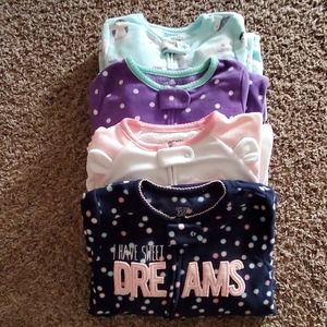 Like New!! Baby girl fleece footie pjs